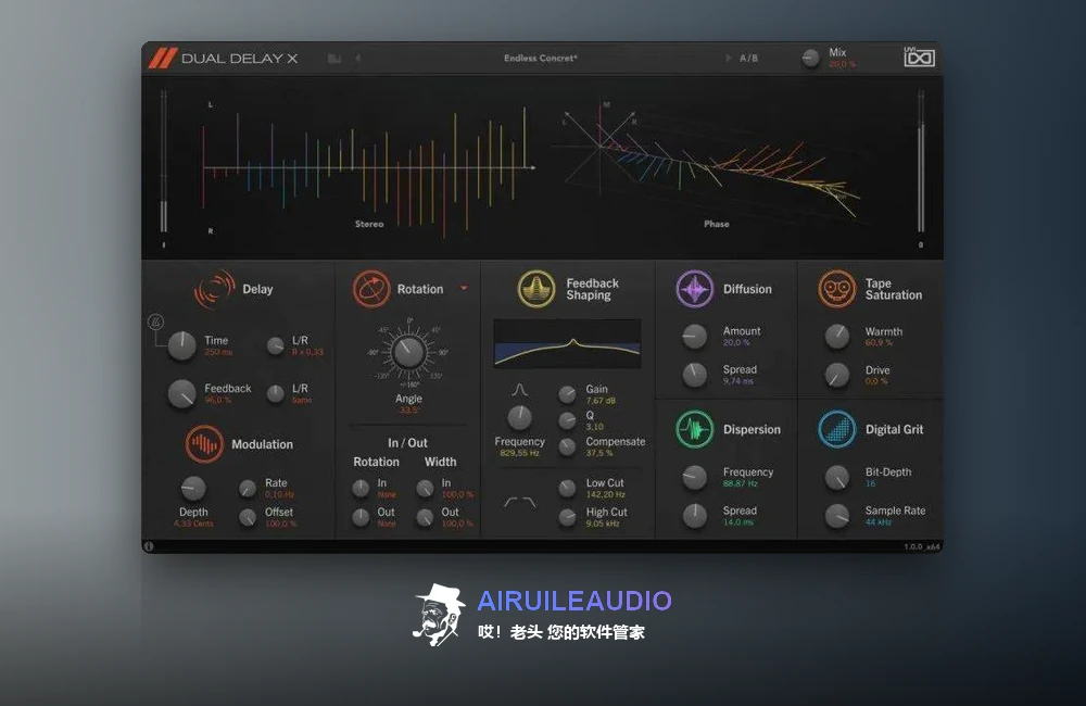 UVI Dual Delay X 插件界面
