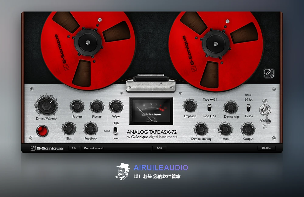G-Sonique Analog Tape ASX-72 插件界面