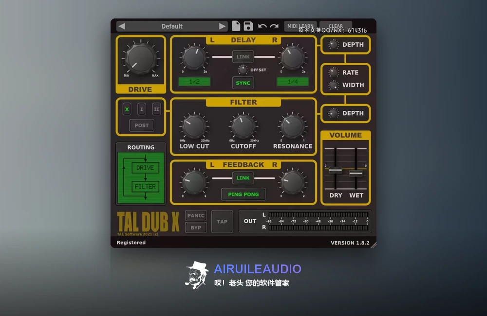 Togu Audio Line TAL-Dub-X 插件界面